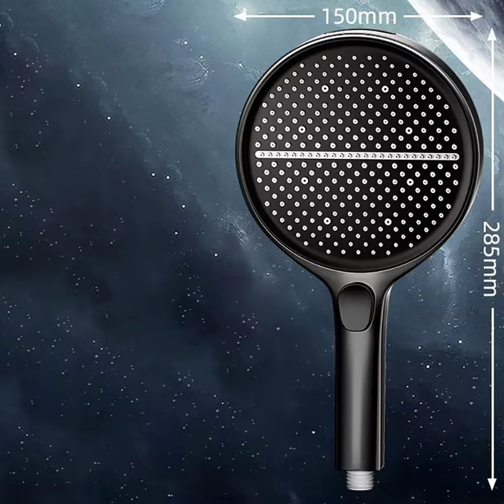 Pressure Boost Shower Head Black High Pressure Large Flow Spray Nozzle 15CM Big Panel 4 Modes Massage Shower Bathroom Accessorie