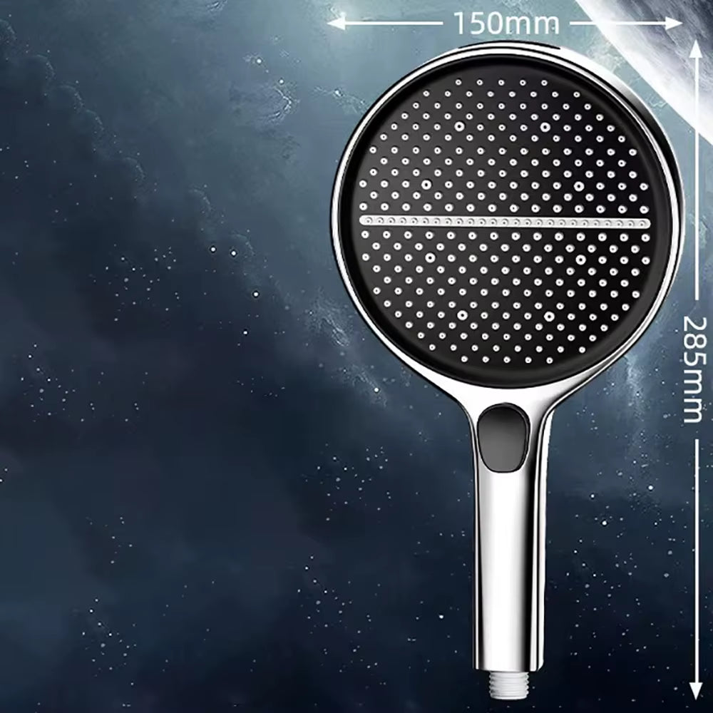 Pressure Boost Shower Head Black High Pressure Large Flow Spray Nozzle 15CM Big Panel 4 Modes Massage Shower Bathroom Accessorie