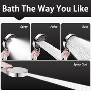 Pressure Boost Shower Head Black High Pressure Large Flow Spray Nozzle 15CM Big Panel 4 Modes Massage Shower Bathroom Accessorie