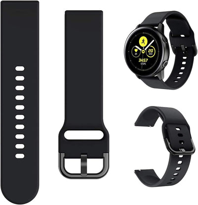 Band Compatible with Samsung Galaxy Watch Active/Active2 40Mm/44Mm,Silicone Sports Wristband Replacement Compatible for Galaxy Watch 42Mm/Gear S2 Classic/Gear Sport Smart Watch (Black)