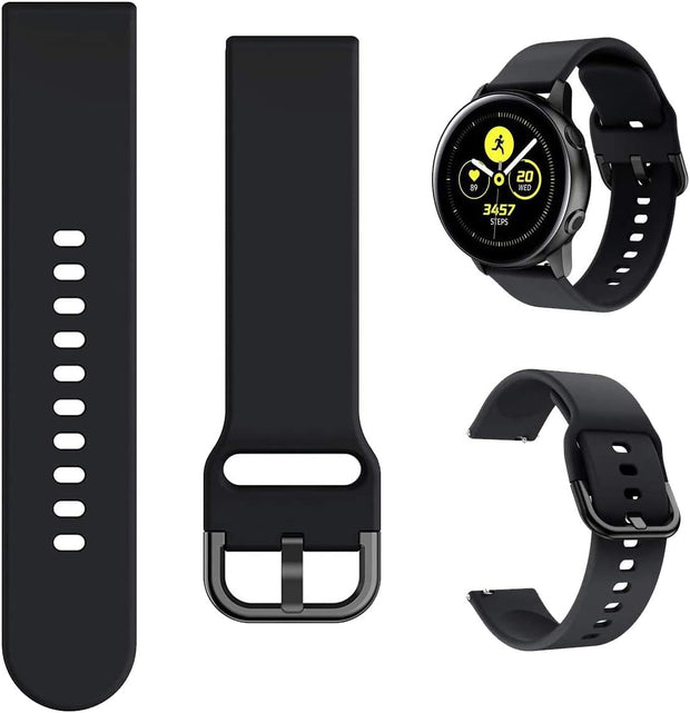 Band Compatible with Samsung Galaxy Watch Active/Active2 40Mm/44Mm,Silicone Sports Wristband Replacement Compatible for Galaxy Watch 42Mm/Gear S2 Classic/Gear Sport Smart Watch (Black)