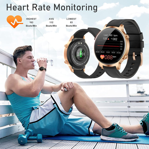 Smart Watches for Women Men 1.3" Touch Screen Smart Watch for Android Phones Waterproof Fitness Watch Heart Rate Monitor Sleep Tracker Pedometer Activity Tracker Smartwatch for Ios Android