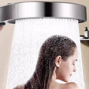 Pressure Boost Shower Head Black High Pressure Large Flow Spray Nozzle 15CM Big Panel 4 Modes Massage Shower Bathroom Accessorie